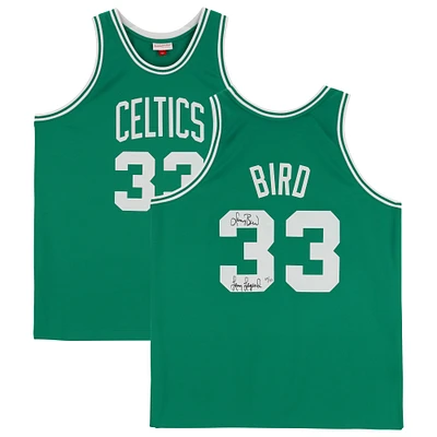 Maillot authentique autographié par Mitchell & Ness Kelly Green 1985-86 des Boston Celtics par Larry Bird avec inscription « Larry Legend » - Édition limitée à 133 exemplaires