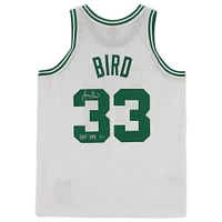 Maillot Swingman blanc autographié par Larry Bird des Boston Celtics Mitchell & Ness 1985-86 avec inscription « HOF 1998 » - Édition limitée à 33 exemplaires
