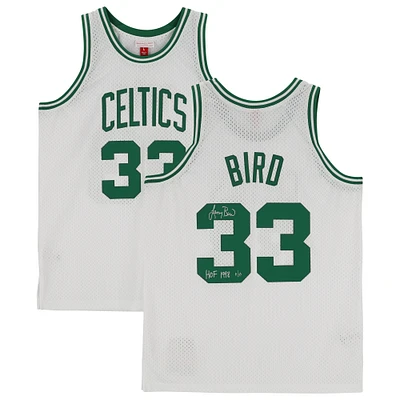 Maillot Swingman blanc autographié par Larry Bird des Boston Celtics Mitchell & Ness 1985-86 avec inscription « HOF 1998 » - Édition limitée à 33 exemplaires
