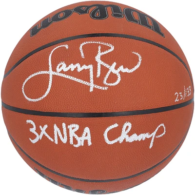 Ballon de basket officiel Wilson autographié par Larry Bird Boston Celtics avec inscription « 3x NBA Champ » - Édition limitée à 133 exemplaires