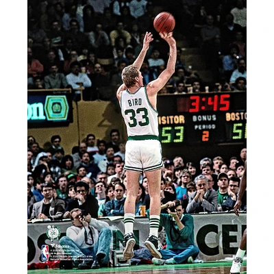 Photographie non signée de Larry Bird lors du tournage des Boston Celtics