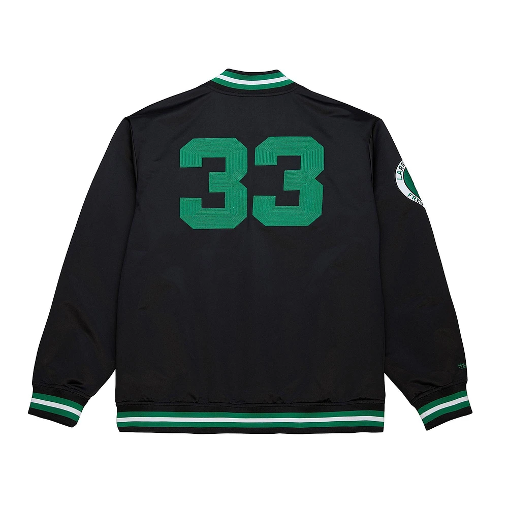 Men's Mitchell & Ness Larry Bird Black Boston Celtics NBA Legends Full-Snap Satin Jacket