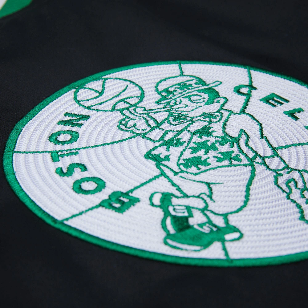 Men's Mitchell & Ness Larry Bird Black Boston Celtics NBA Legends Full-Snap Satin Jacket