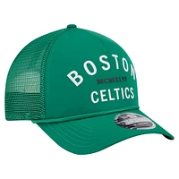 Men's New Era  Kelly Green Boston Celtics Minimalist A-Frame 9FORTY Trucker Hat