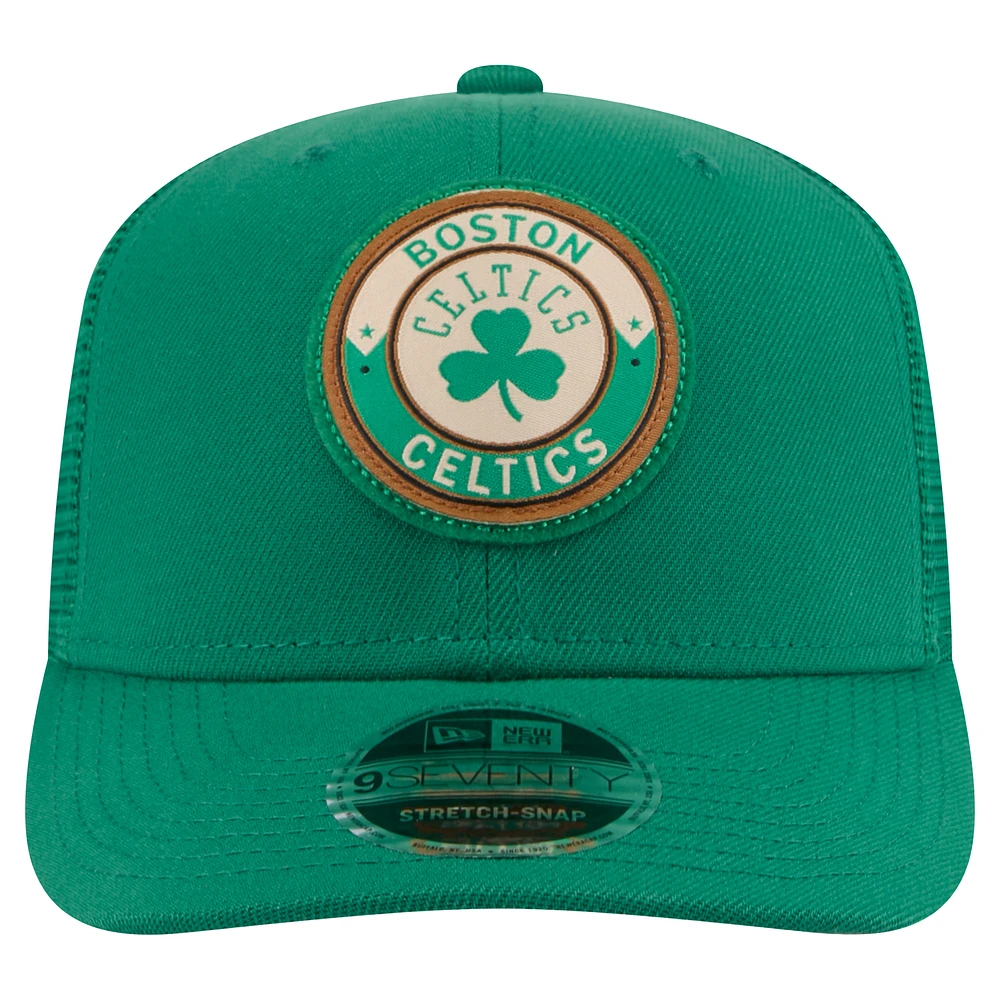 Men's New Era  Kelly Green Boston Celtics Victory Grove Circle Patch 9SEVENTY Adjustable Hat