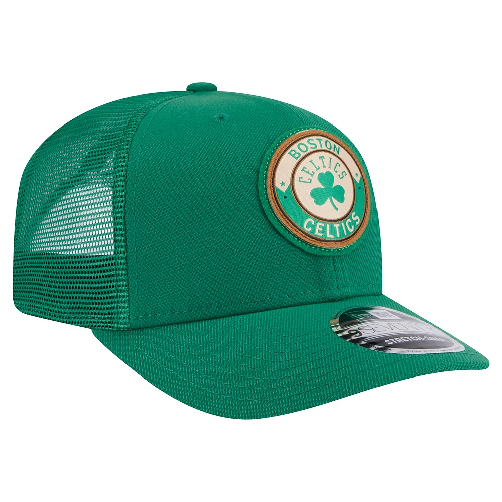 Men's New Era  Kelly Green Boston Celtics Victory Grove Circle Patch 9SEVENTY Adjustable Hat