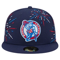 Men's New Era  Navy Boston Celtics Americana Fireworks 59FIFTY Fitted Hat