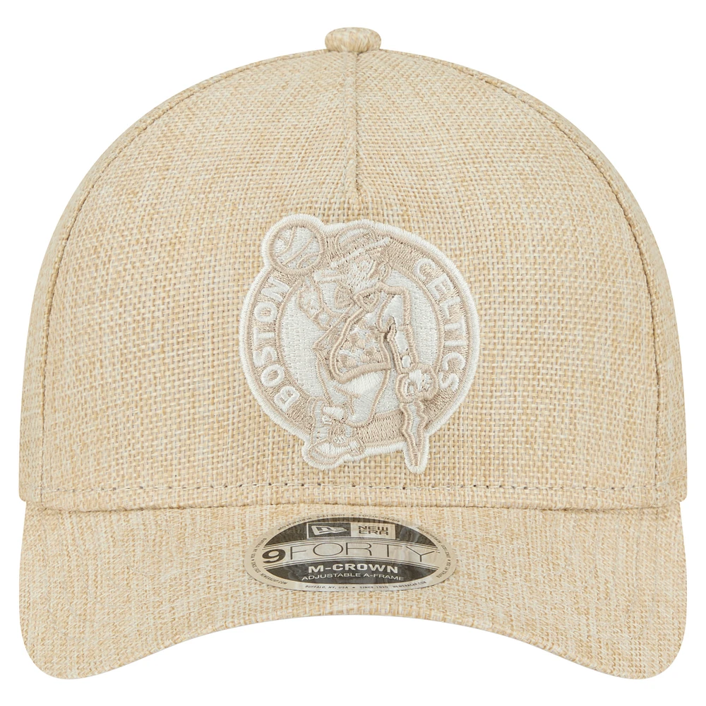 Casquette ajustable Boston Celtics A-Frame 9FORTY en tissu tissé par injection pour homme New Era Tan