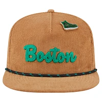 Men's New Era  Tan Boston Celtics Victory Grove Corduroy Sneaker Pin Golfer Adjustable Hat