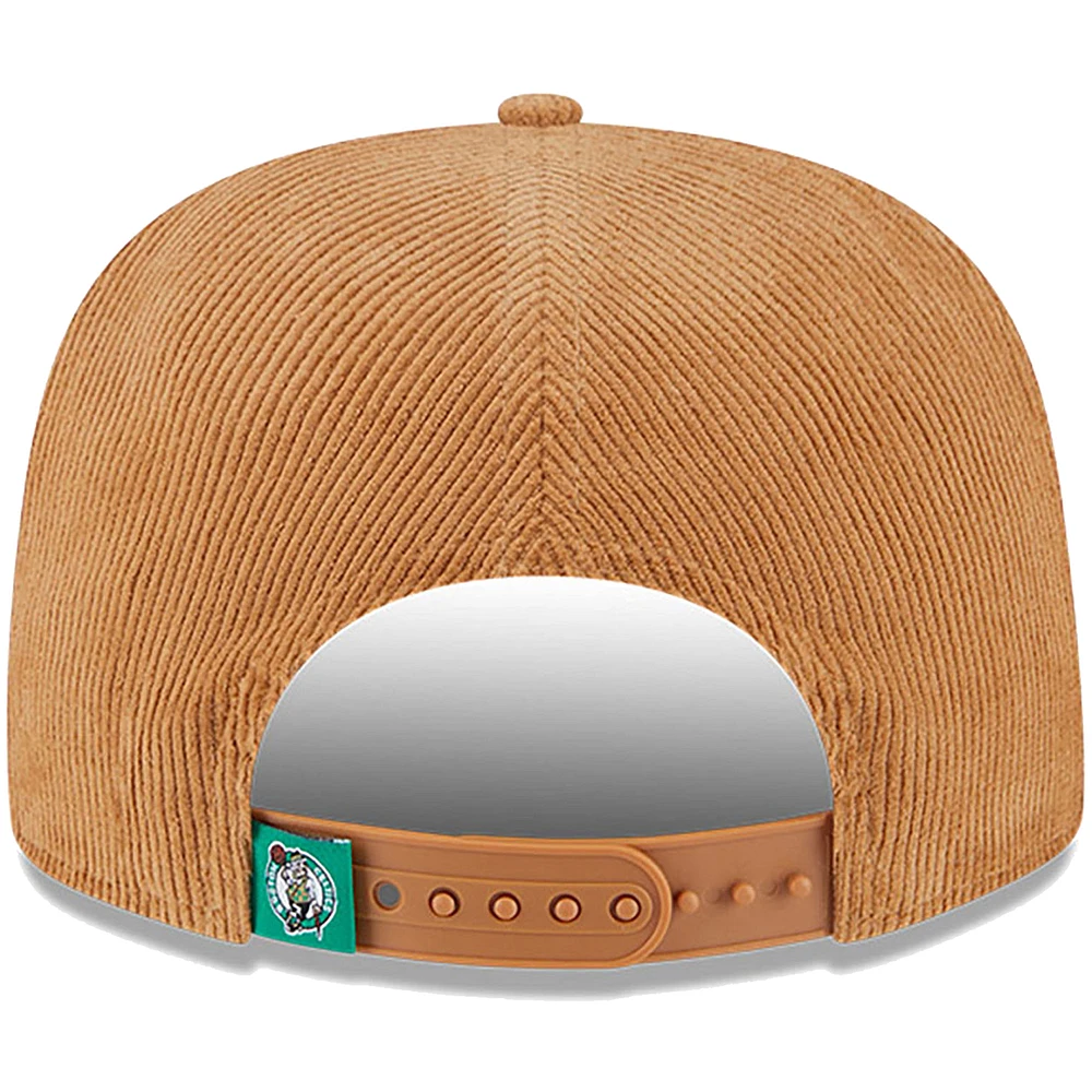 Men's New Era  Tan Boston Celtics Victory Grove Corduroy Sneaker Pin Golfer Adjustable Hat