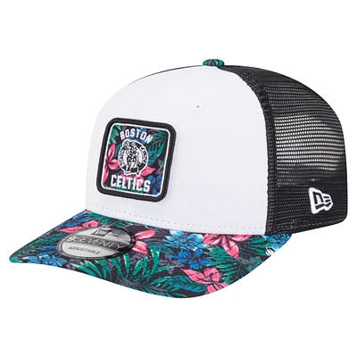 Men's New Era  White Boston Celtics Floral 9SEVENTY Adjustable Hat