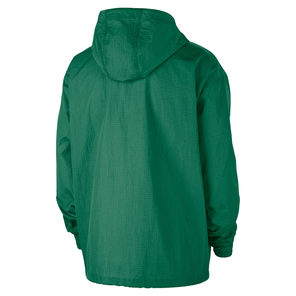 Men's Nike  Green Boston Celtics Courtside Premium Club Anorak Quarter-Zip Hoodie Jacket