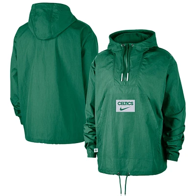 Men's Nike  Green Boston Celtics Courtside Premium Club Anorak Quarter-Zip Hoodie Jacket
