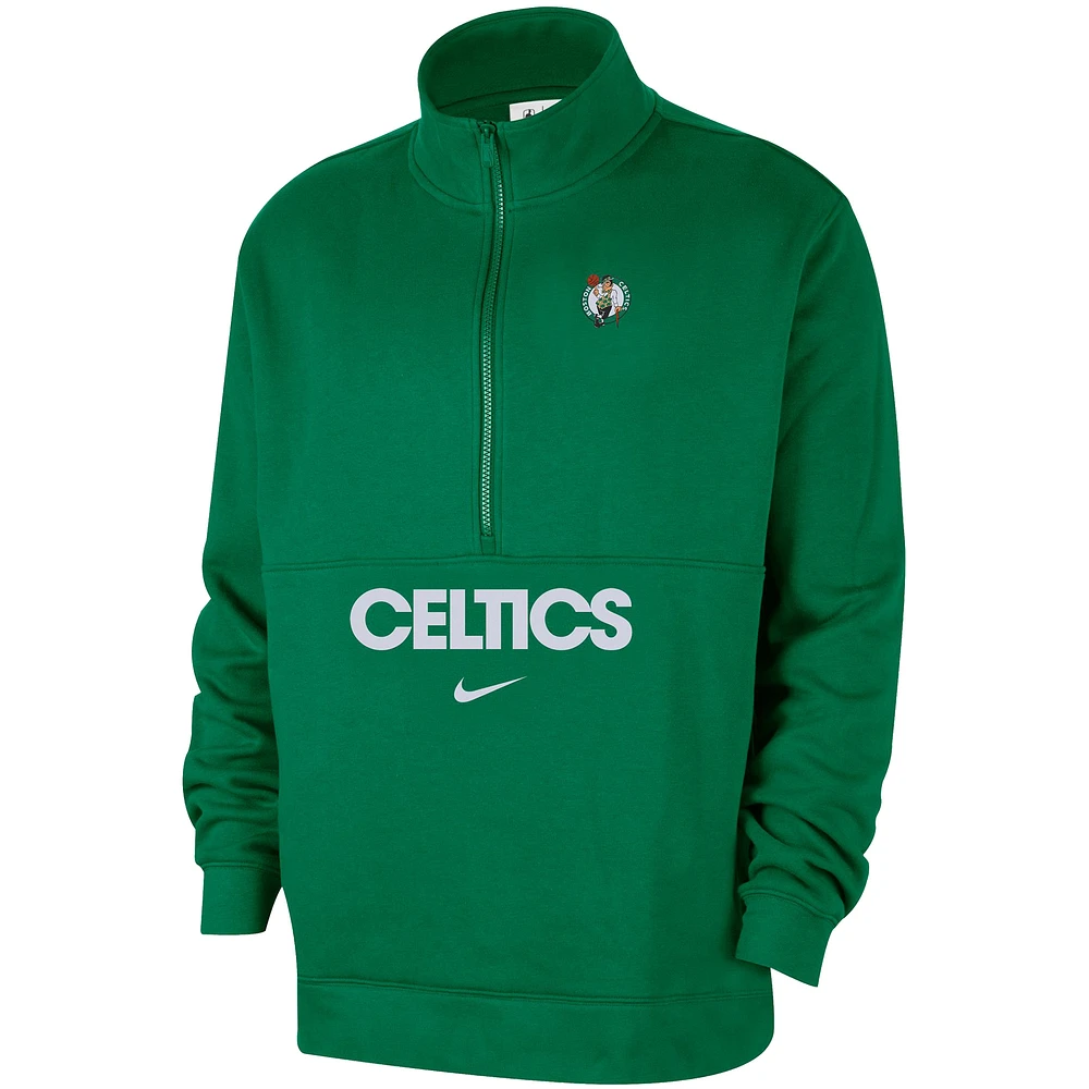 Men's Nike  Kelly Green Boston Celtics Courtside Club Half-Zip Pullover