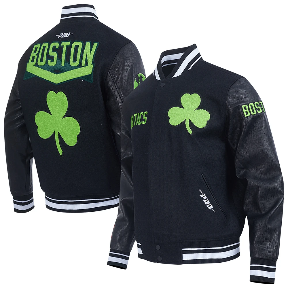 Men's Pro Standard  Black Boston Celtics 2024/25 City Edition Wool Varsity Full-Zip Jacket