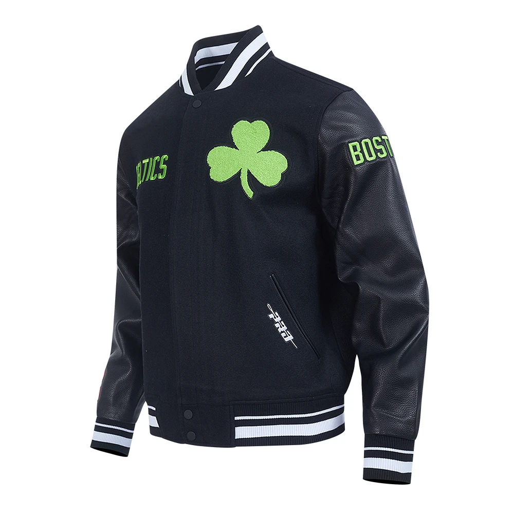 Men's Pro Standard  Black Boston Celtics 2024/25 City Edition Wool Varsity Full-Zip Jacket