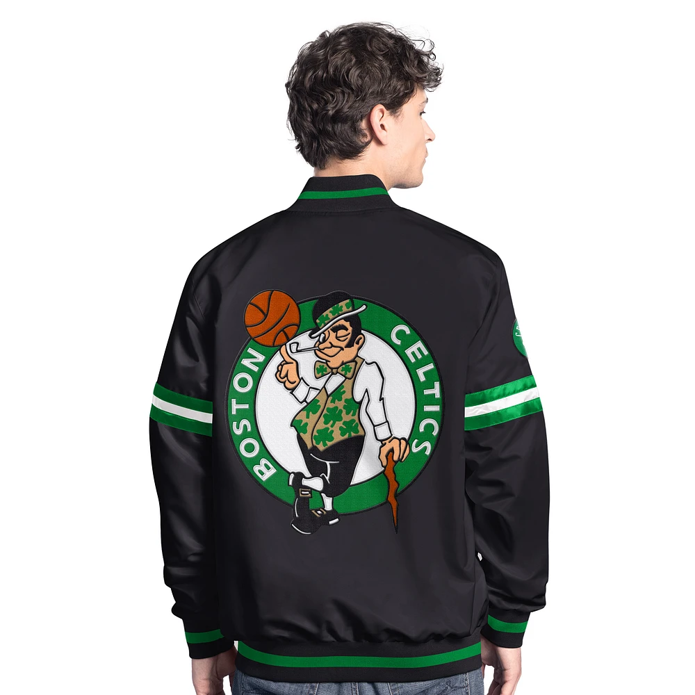 Men's Starter  Black Boston Celtics Scout Varsity Full-Snap Jacket