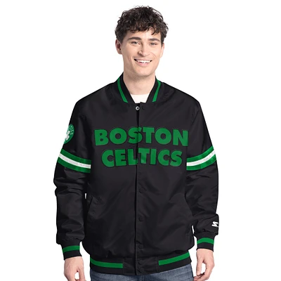 Men's Starter  Black Boston Celtics Scout Varsity Full-Snap Jacket