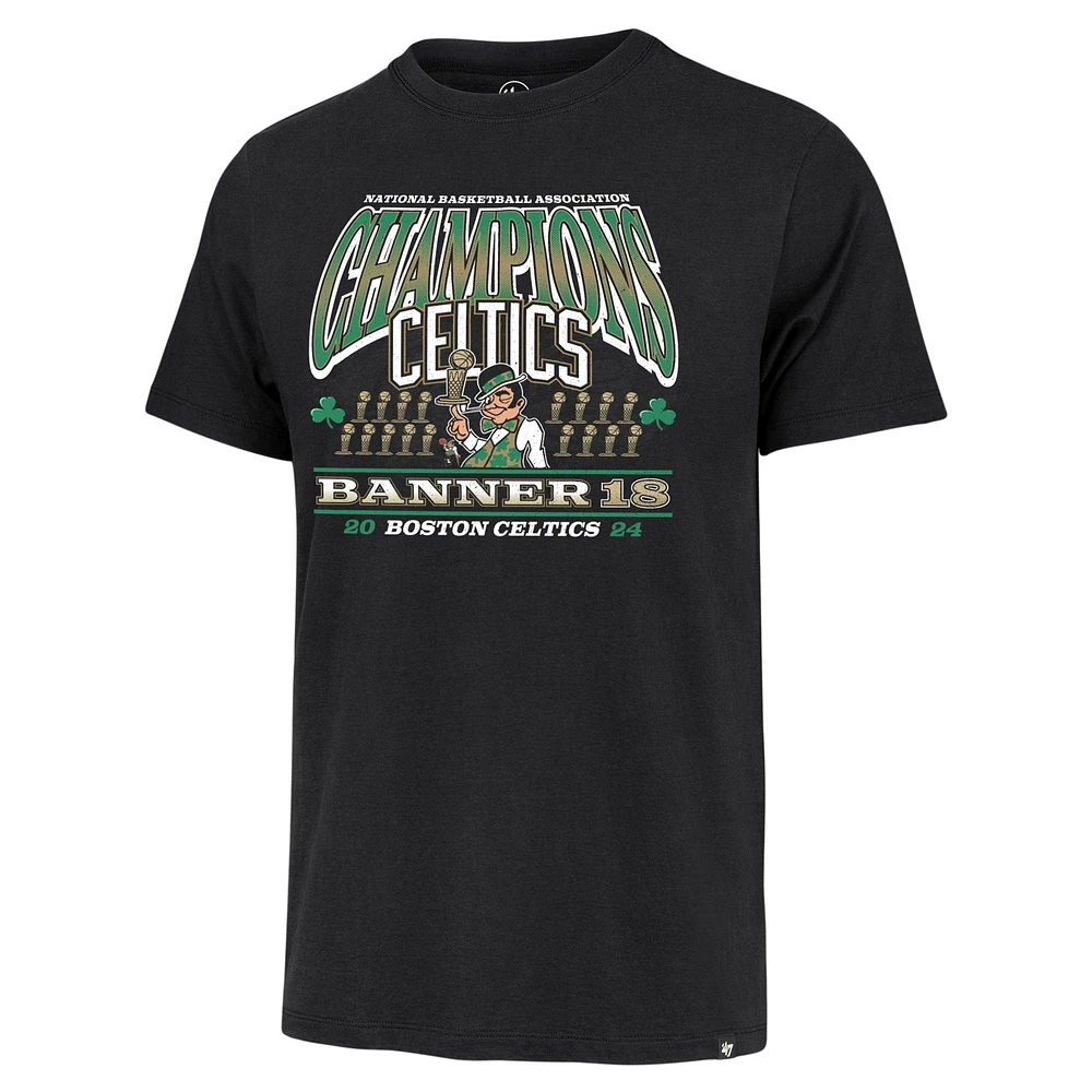 Men's '47 Black Boston Celtics 18-Time NBA Finals Champions Banner Franklin T-Shirt