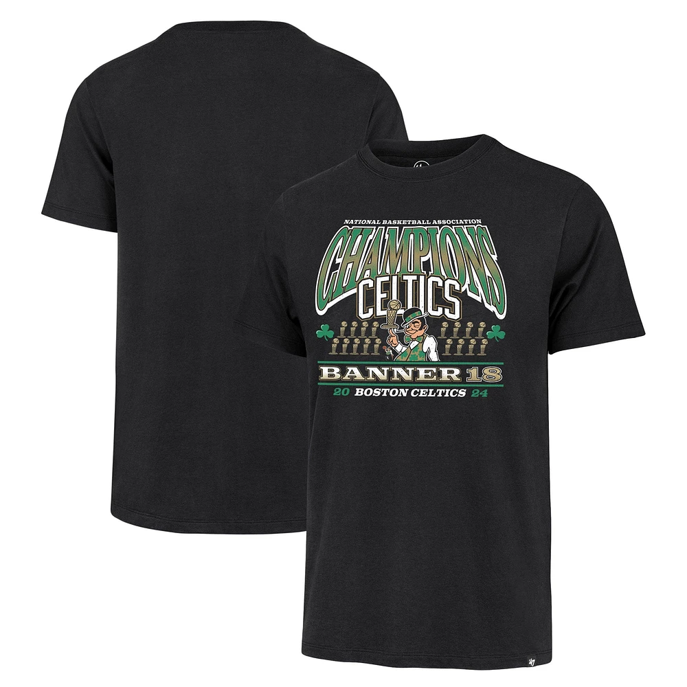 Men's '47 Black Boston Celtics 18-Time NBA Finals Champions Banner Franklin T-Shirt