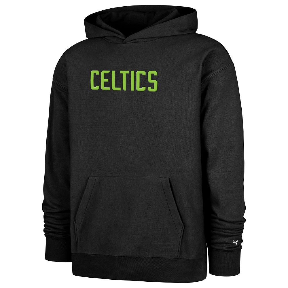 Men's '47 Black Boston Celtics 2024/25 City Edition Double Crossover Foundation Pullover Hoodie