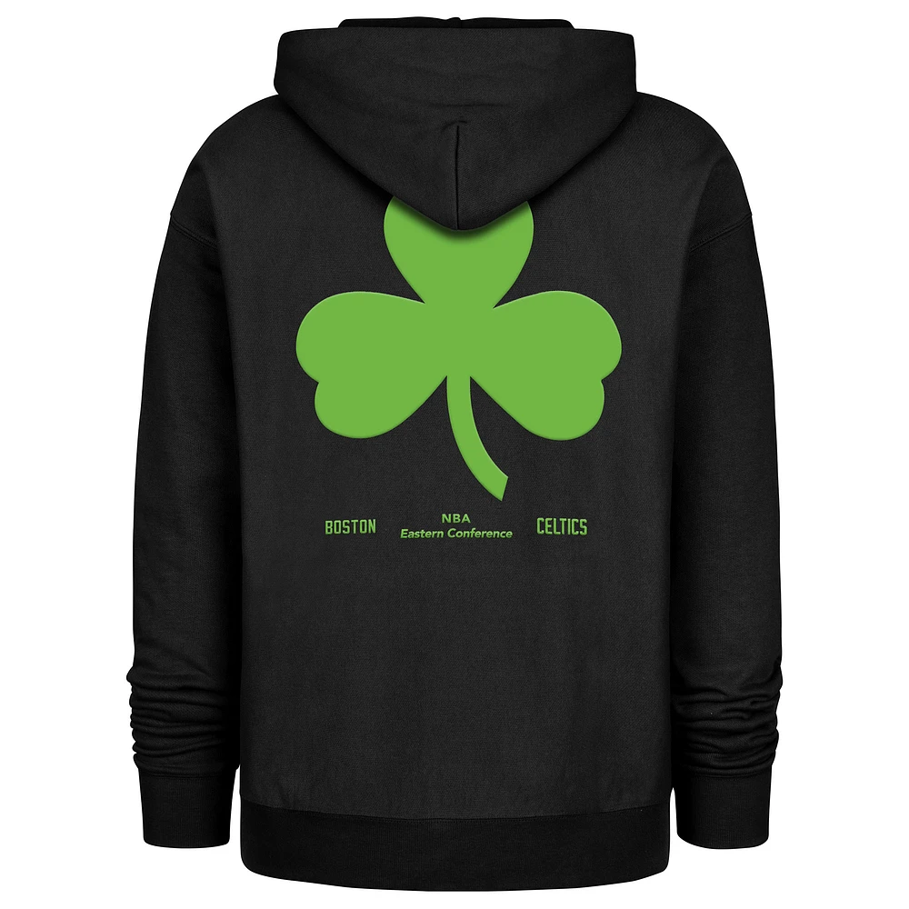 Men's '47 Black Boston Celtics 2024/25 City Edition Double Crossover Foundation Pullover Hoodie