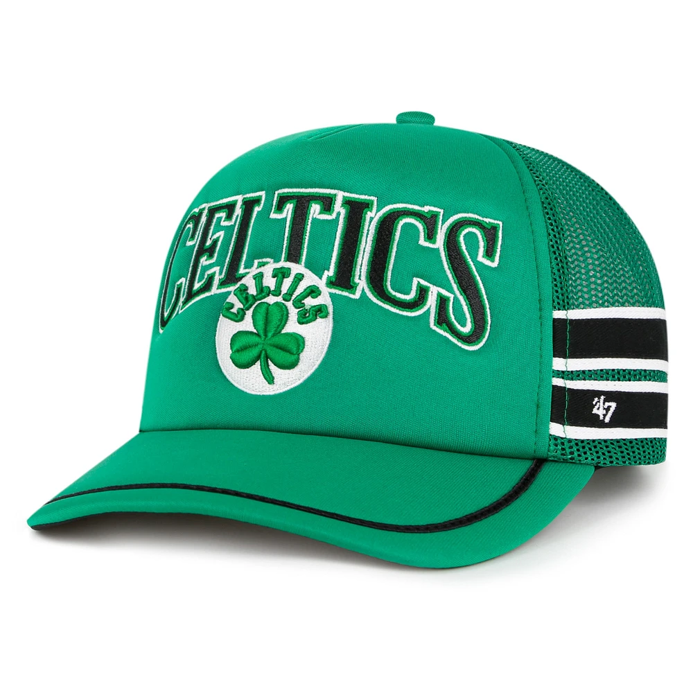 Casquette réglable de camionneur à rayures latérales '47 Kelly Green Boston Celtics pour hommes