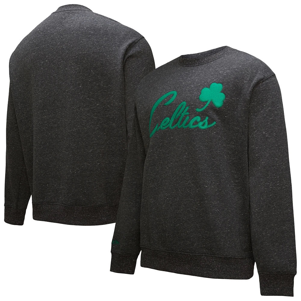 Men's Black Boston Celtics Hardwood Classics Blackout Collection Snow Washed Pullover Sweatshirt