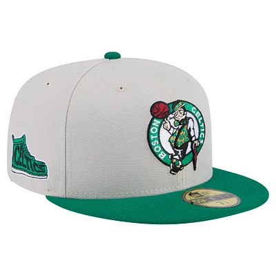 Men's Boston Celtics  New Era Stone Victory Grove Vintage Sidepatch Sneaker 59FIFTY Fitted Hat