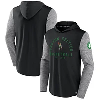 Men's Fanatics Black/Heathered Charcoal Boston Celtics Deep Rotation Performance - Pullover Hoodie