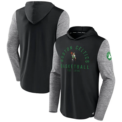 Fanatics pour hommes noir/charbon chiné Boston Celtics Deep Rotation Performance - Chandail à capuchon