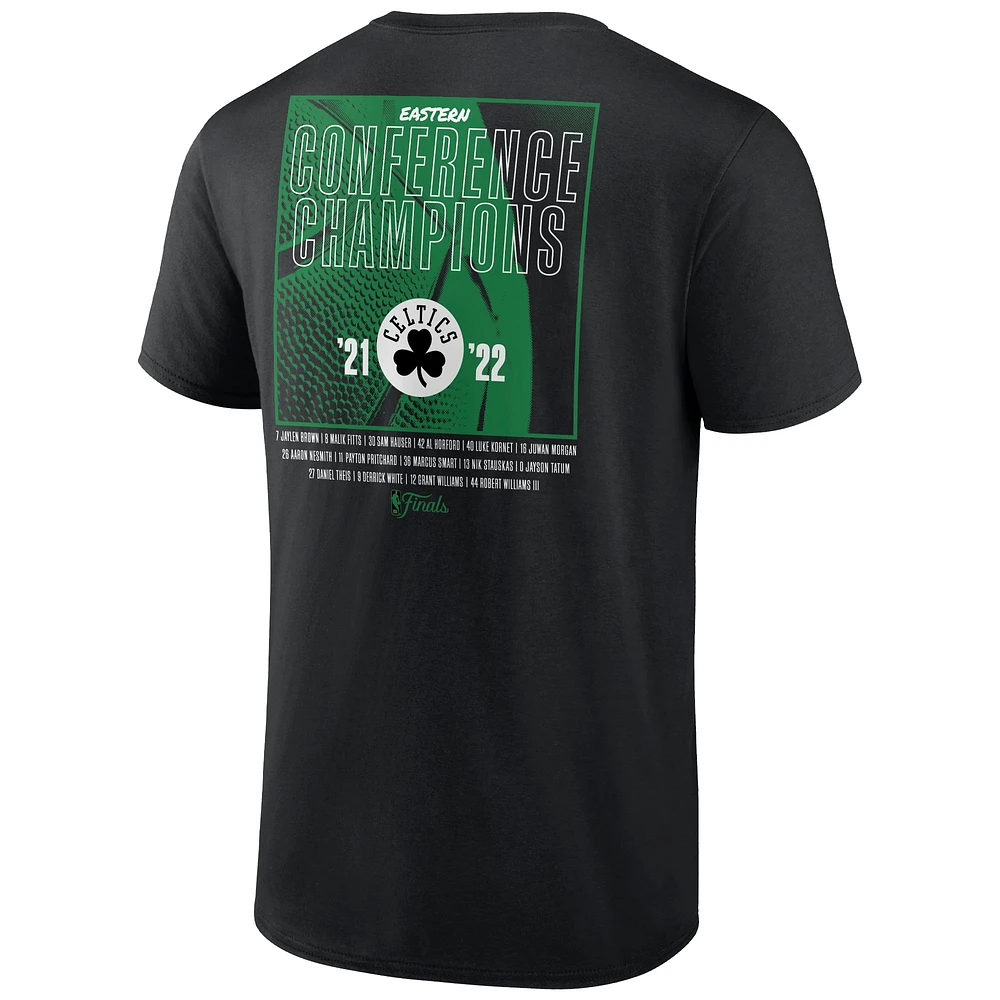 T-shirt noir Fanatics pour hommes Boston Celtics 2022 Champions de la Conférence Est Balanced Attack Roster