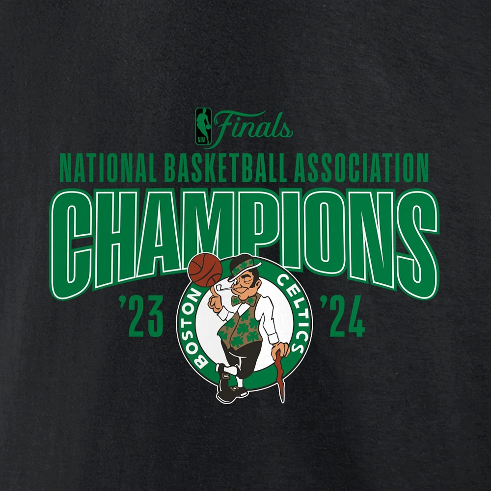 T-shirt noir Fanatics pour hommes Boston Celtics 2024 NBA Finals Champions Half Court Trap Roster