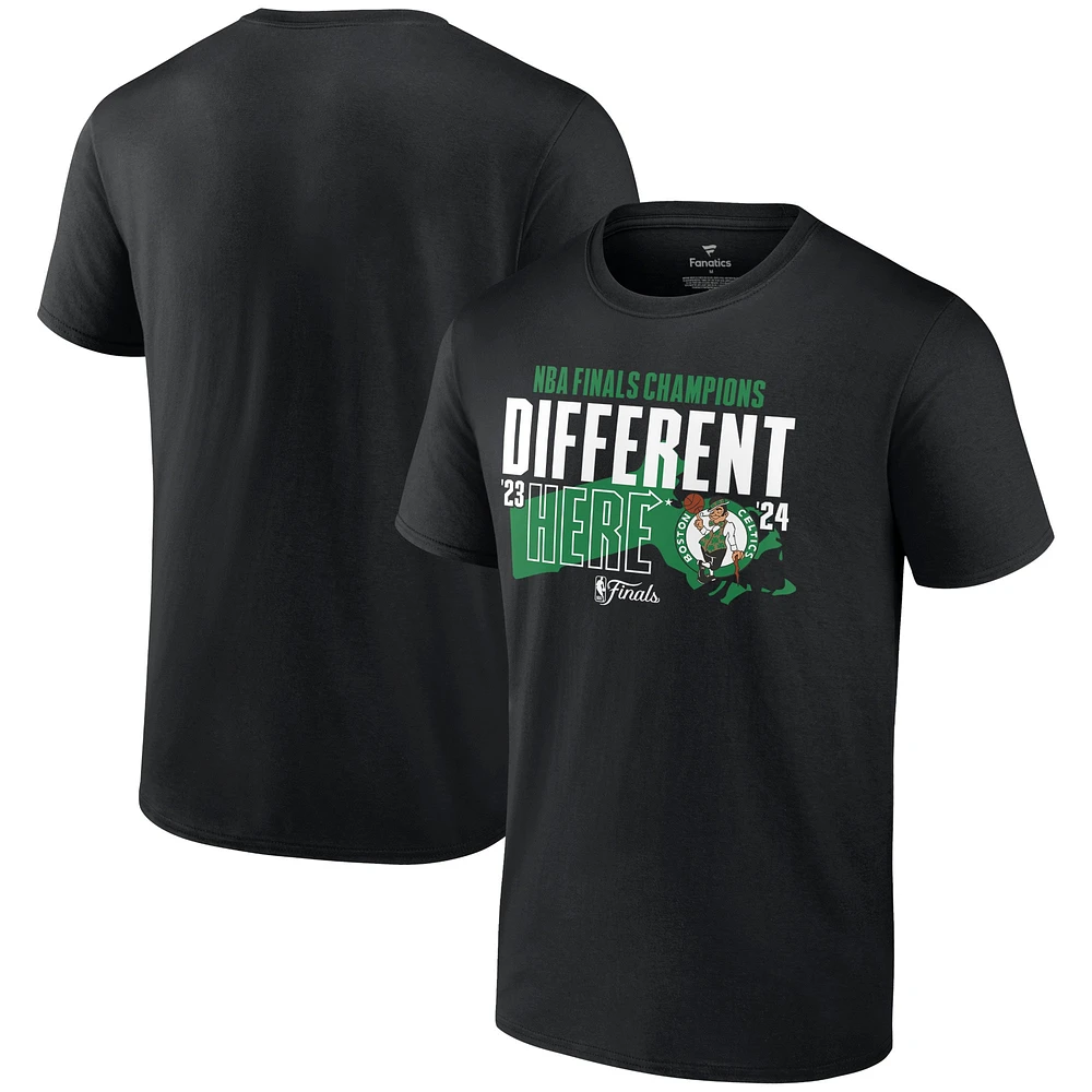 T-shirt noir Fanatics pour hommes Boston Celtics 2024 NBA Finals Champions Outlet Pass Hometown Originals