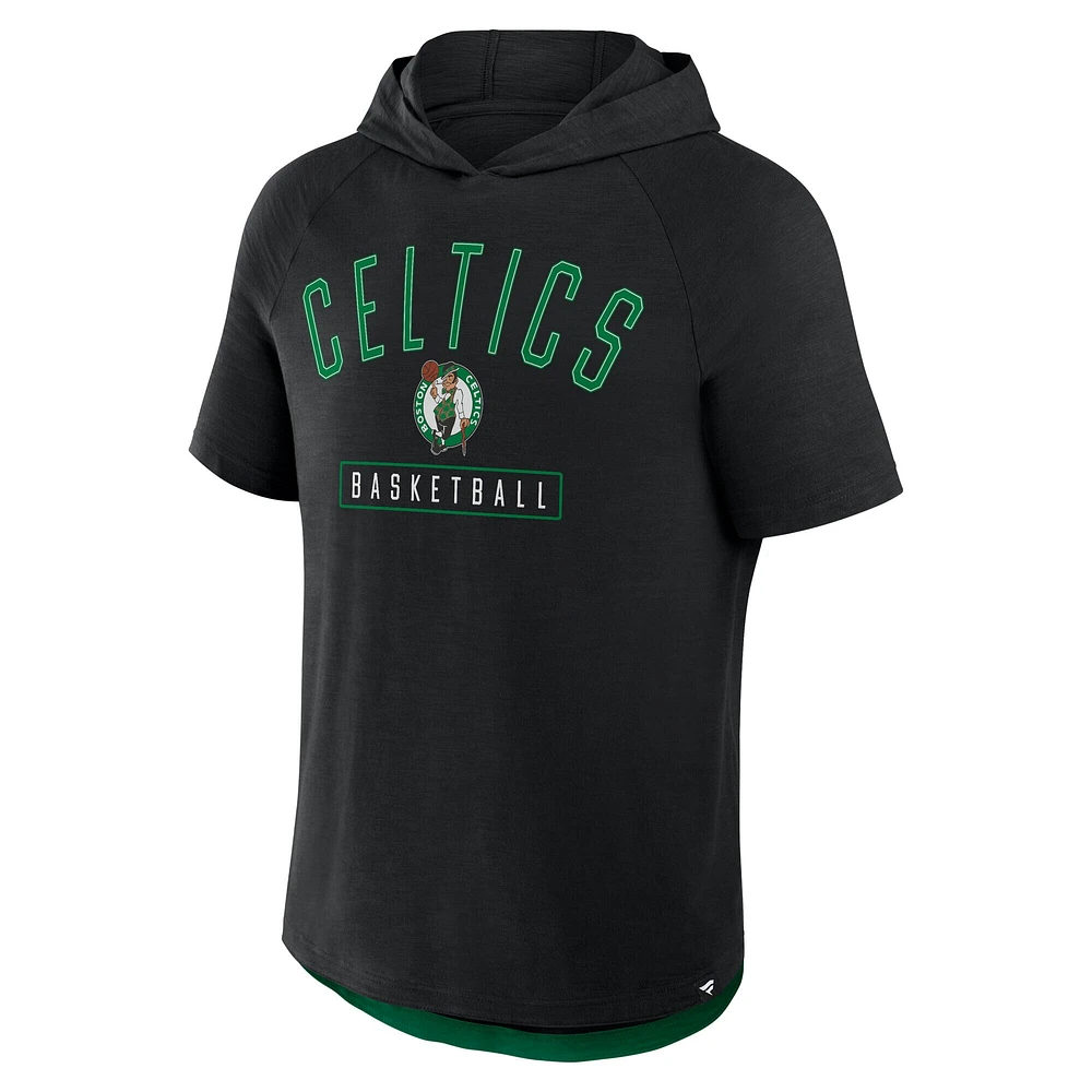 Men's Fanatics Black Boston Celtics Pass Legend Raglan Hoodie T-Shirt