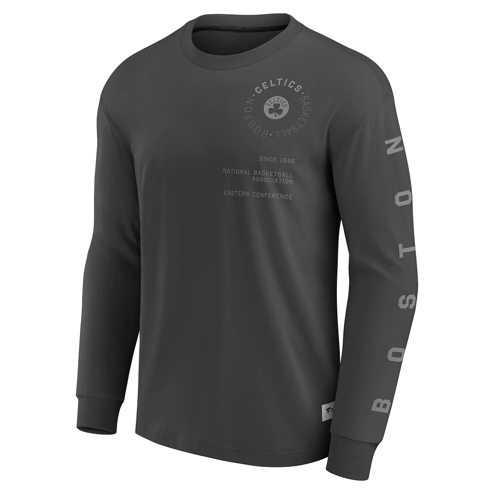 Men's Fanatics Gray Boston Celtics Elements Future Ground Tonal Info Long Sleeve T-Shirt