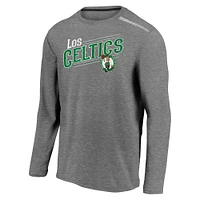 Men's Fanatics Heather Charcoal Boston Celtics 2021 Noches Éne-Bé-A Authentic Shooting Long Sleeve T-Shirt