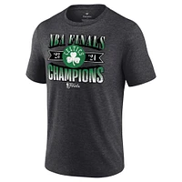 Men's Fanatics Heather Charcoal Boston Celtics 2024 NBA Finals Champions Full Court Pressure Retro Tri-Blend T-Shirt