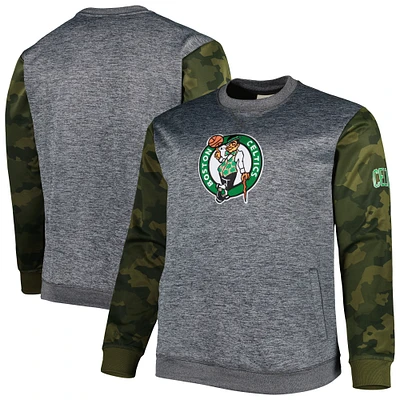 Men's Fanatics Heather Charcoal Boston Celtics Big & Tall Camo Stitched Sweatshirt