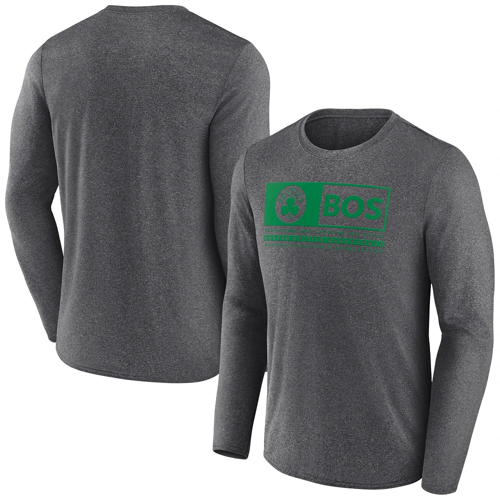 Men's Fanatics Heather Charcoal Boston Celtics Three-Point Play T-Shirt