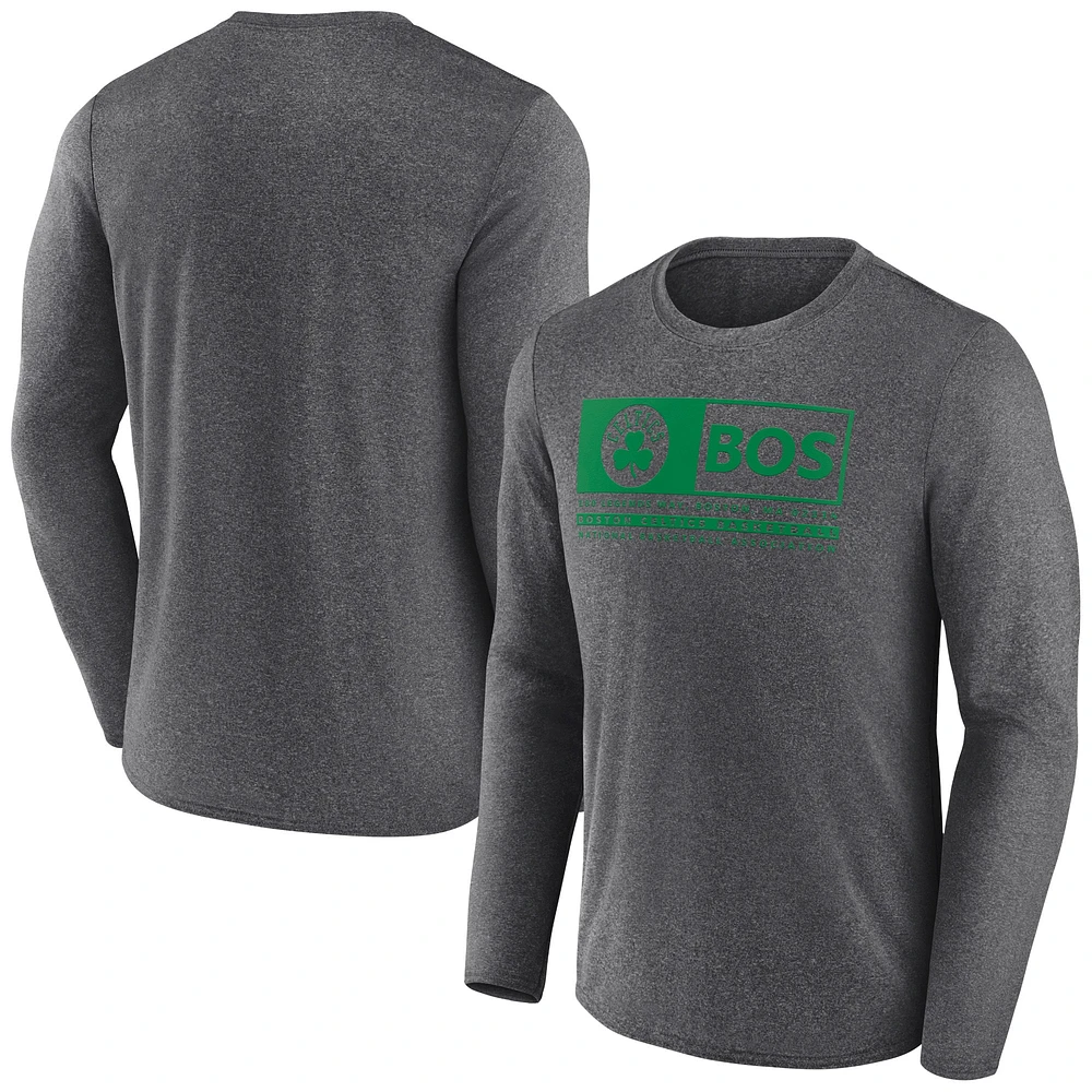 Men's Fanatics Heather Charcoal Boston Celtics Three-Point Play T-Shirt