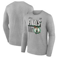 T-shirt à manches longues pour hommes Fanatics Heather Grey Boston Celtics 2024 Champions de la Conférence Est Vestiaire