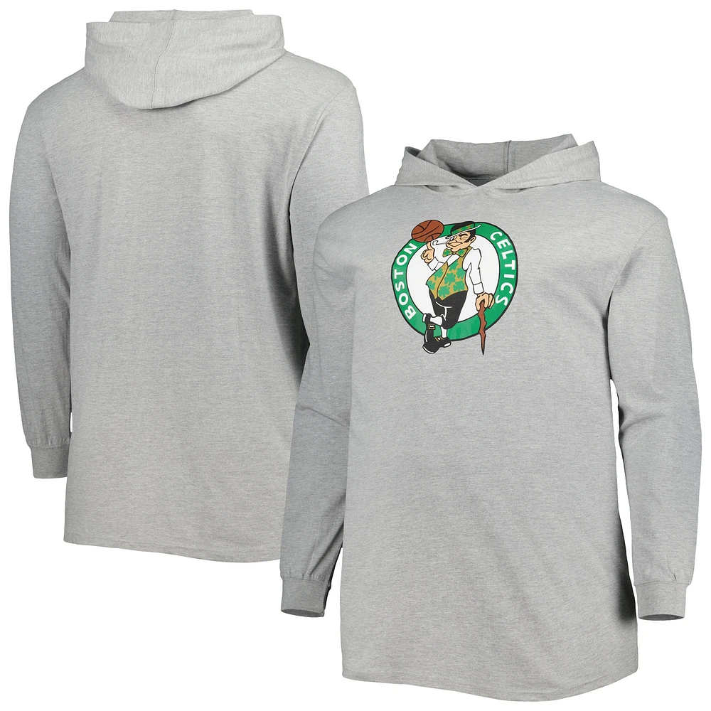 Men's Fanatics Heather Gray Boston Celtics Big & Tall Pullover Hoodie