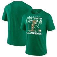 Men's Fanatics Heather Kelly Green Boston Celtics 18-Time NBA Finals Champions Tri-Blend T-Shirt