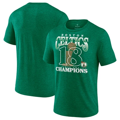 Fanatics pour hommes Heather Kelly Green Boston Celtics 18 fois champions de la finale NBA - T-shirt tri-mélange