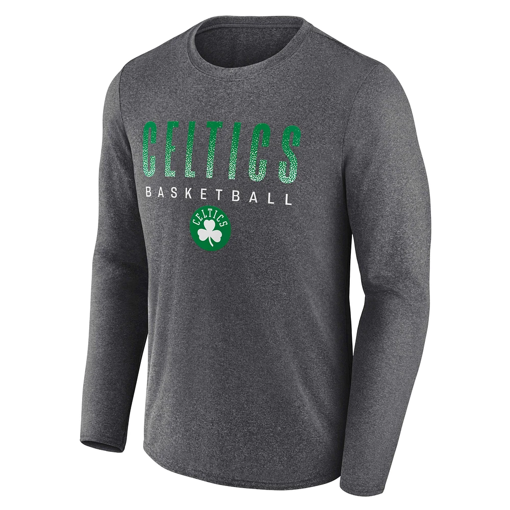 Men's Fanatics Heathered Charcoal Boston Celtics Where Legends Play Iconic Practice Long Sleeve T-Shirt