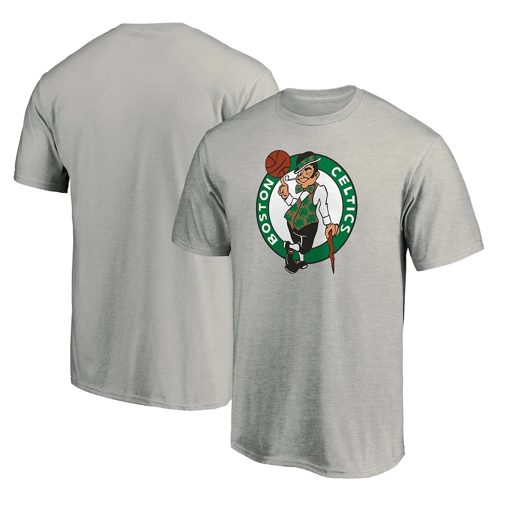 Men's Fanatics Heathered Gray Boston Celtics Primary Team Logo T-Shirt