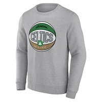 Men's Fanatics Heathered Gray Boston Celtics True Classics Vint Pullover Sweatshirt