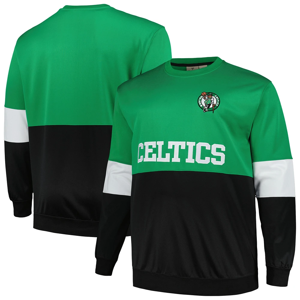 Men's Fanatics Kelly Green/Black Boston Celtics Big & Tall Split Pullover Sweatshirt