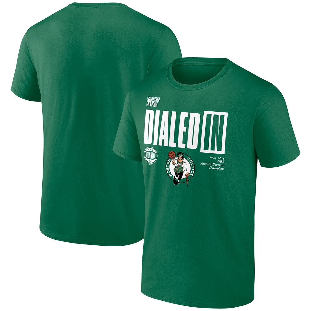 Men's Fanatics  Kelly Green Boston Celtics 2025 Atlantic Division Champions Locker Room T-Shirt